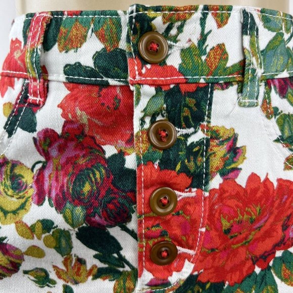 Anthropologie Maeve Floral Denim Skirt Size 4 Multicolor Garden Pencil Cotton - Picture 7 of 13